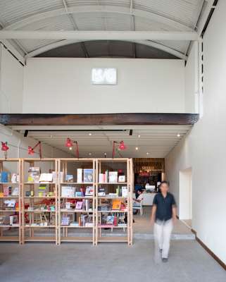 02. This bookstore and café is partitioned by shelves made by local craftsmen