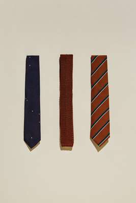 Ties (from left to right) by Mackintosh  Philosophy Neckwear, by Margaret Howell, by  Nicky from United Arrows