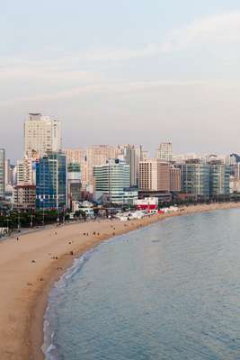 Haeundee beach - festival events take place in the hotels on its stretch