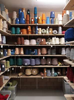 Colourful wool storage room