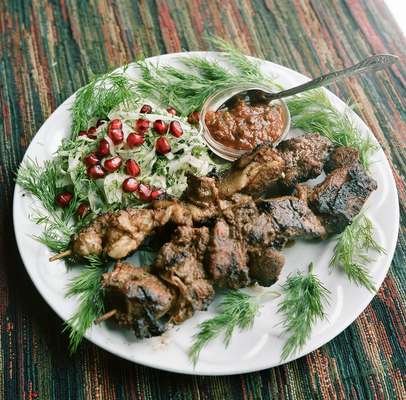 Kebabs, cooked on an open fire