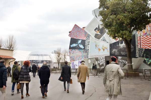 Outside the exhibition hall in Florence