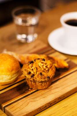 Muffin with in-house coffee beans