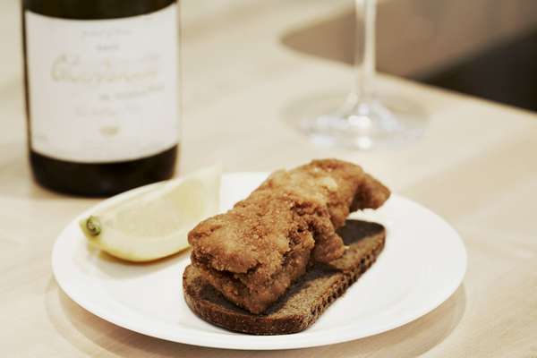 Pickled, fried herring smørrebrød