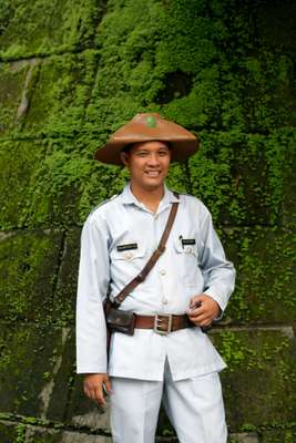 A guard outside Intramuros, Manila’s historic walled district