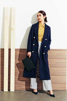 Coat by Circolo 1901, shirt by Mansur Gavriel, trousers by Loro Piana, shoes by Christian Dior, clutch bag by Piquadro