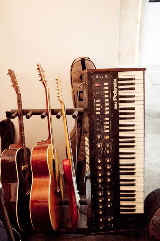 Instruments in Dear's studio
