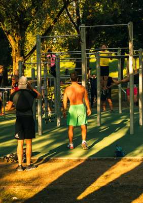 Working up a sweat at the AOK outdoor gym