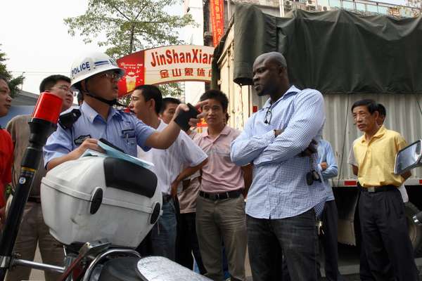 An African man in trouble with the police after a traffic violation