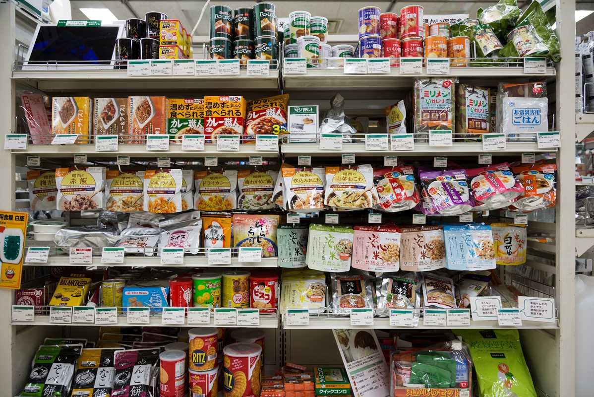 Dried foods in emergency supplies section