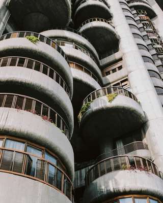 Stacked, rotating curves serve as balconies