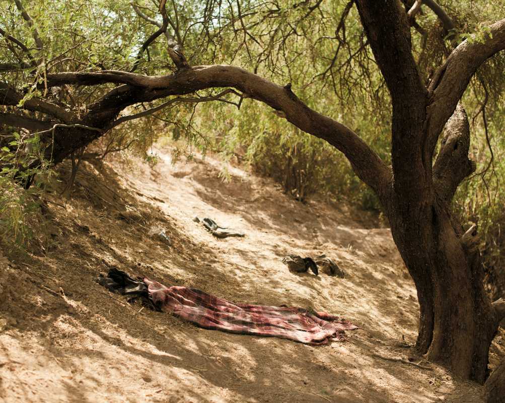 An abandoned sleeping mat in Pinal County, Arizona