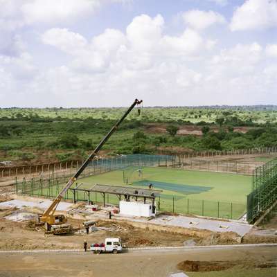 The cricket stadium under construction