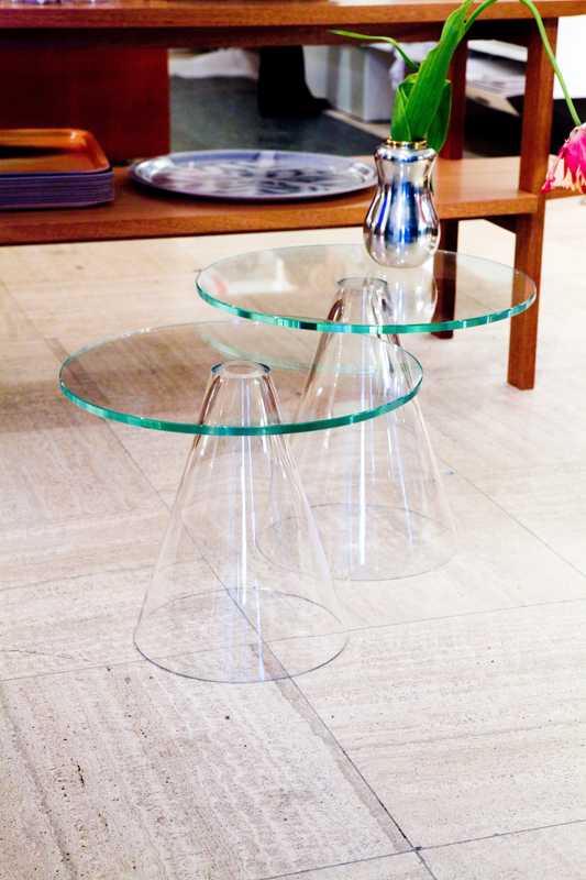 Glass table by Massproductions for Svenskt Tenn