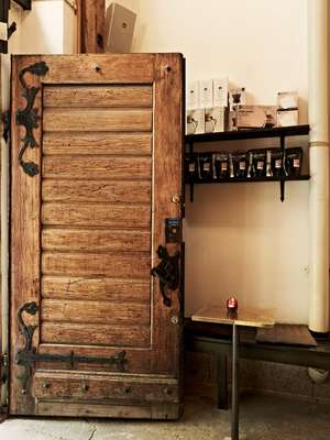 Original wooden door by the entrance