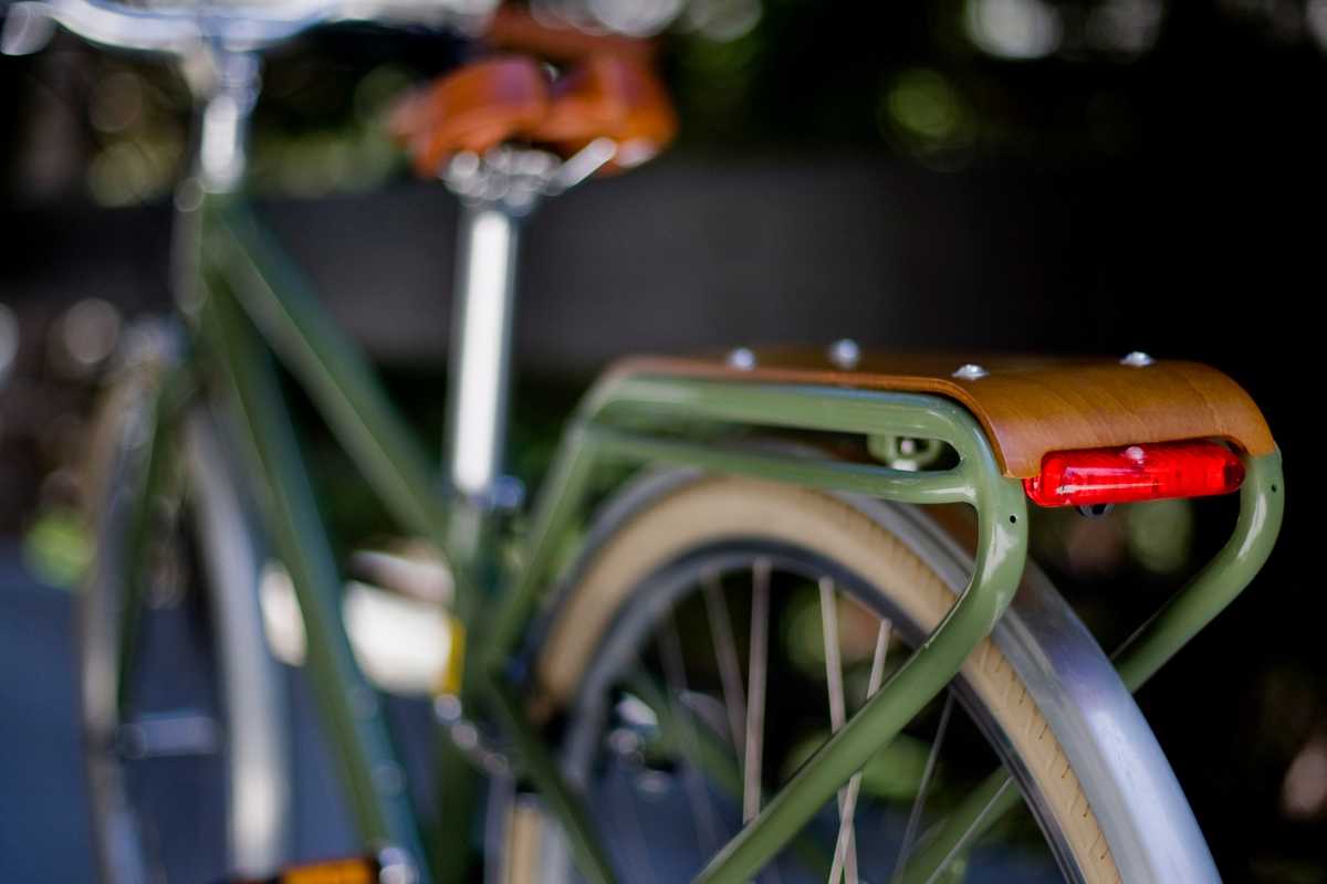 Rear of HAUL bike in an olive green 
