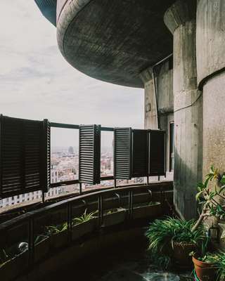 Circular balconies offer spectacular views of Madrid