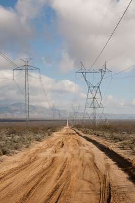 Power lines near the town of Mojave