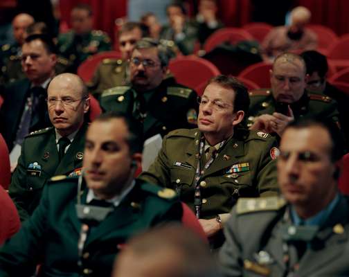 Senior officers at a forum on sport and conflict