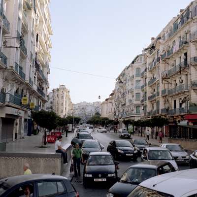 Colonial shuttered buildings