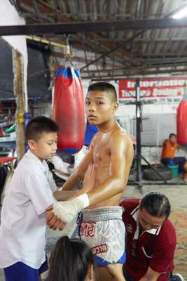 Pre-fight oil-up  and rub-down