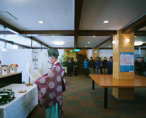 Shinto priest blesses the ski season