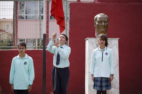 Atatürk’s bust in the playground at  Cihangir primary school in Beyoglu