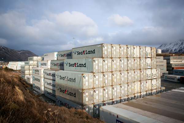 Shipping containers at Dutch Harbor’s international port