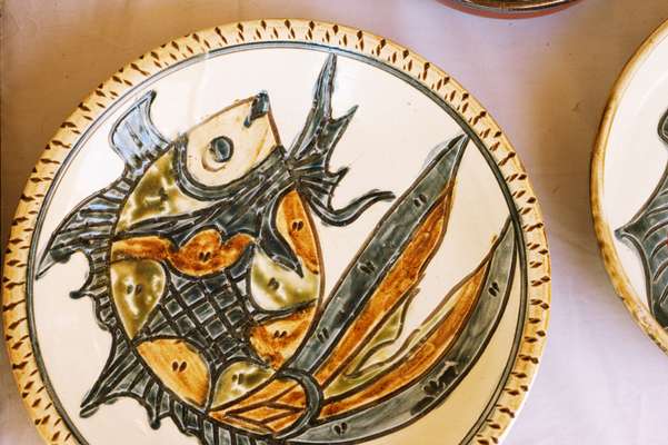 Traditional big fish design from Tsuboya pottery
