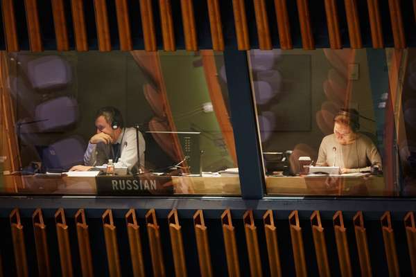 Russian booth above the General Assembly Hall