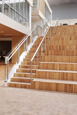 Central wooden staircase