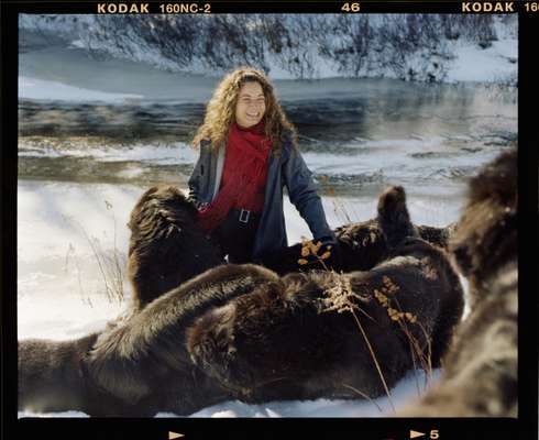 Monica Dominguez and her family of Newfies