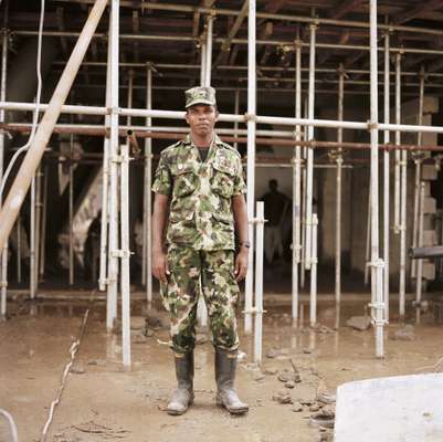 Sri Lankan army soldier drafted in to help build the cricket stadium 