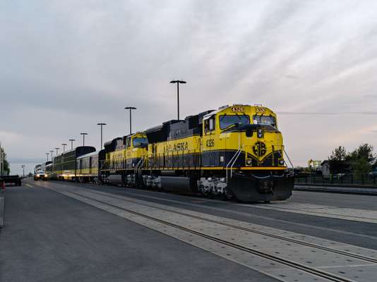 Alaska Railroad train Coastal  Classic arriving  at Anchorage