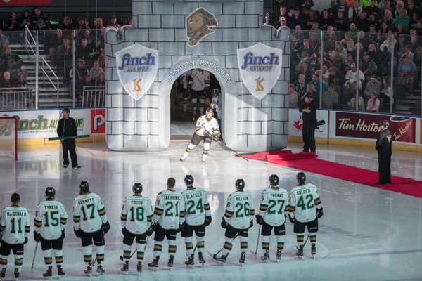 London Knights taking to the ice and lining up