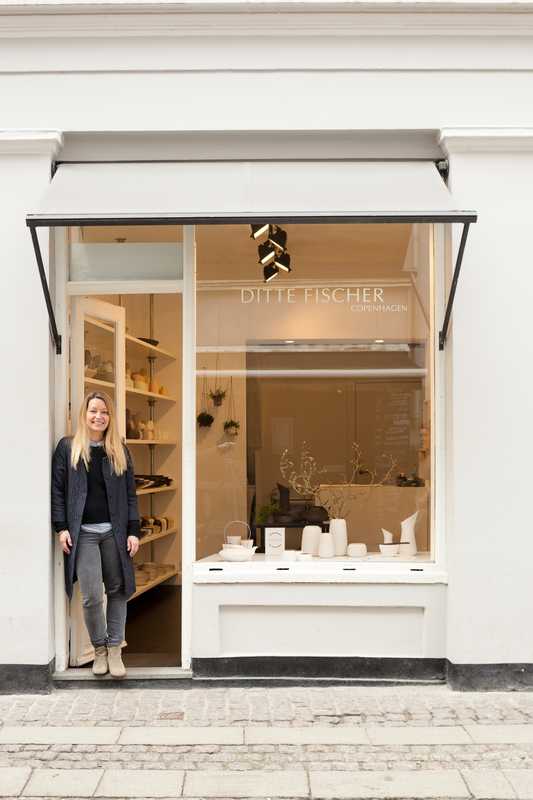 Fischer outside her Copenhagen shop