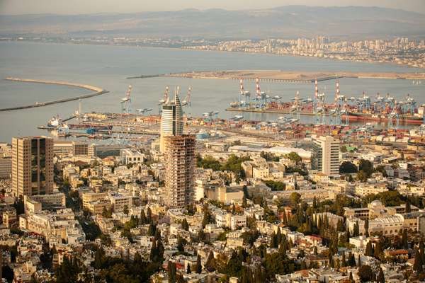 View over the port of Haifa