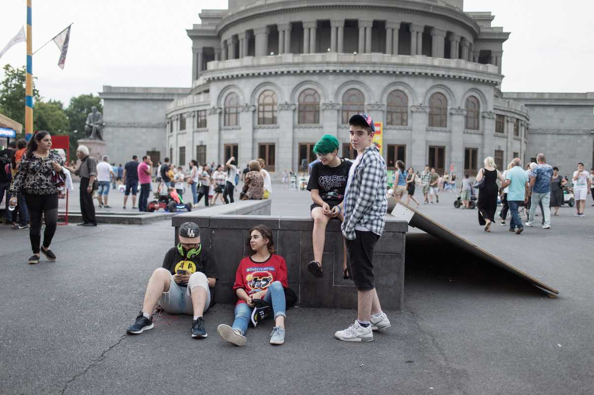 Kids hanging out in Yerevan