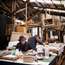 Painter Robert Dujin and sculptor Stephen Coburn in their studio