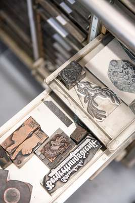 Printing elements at the Sanders bookbinders