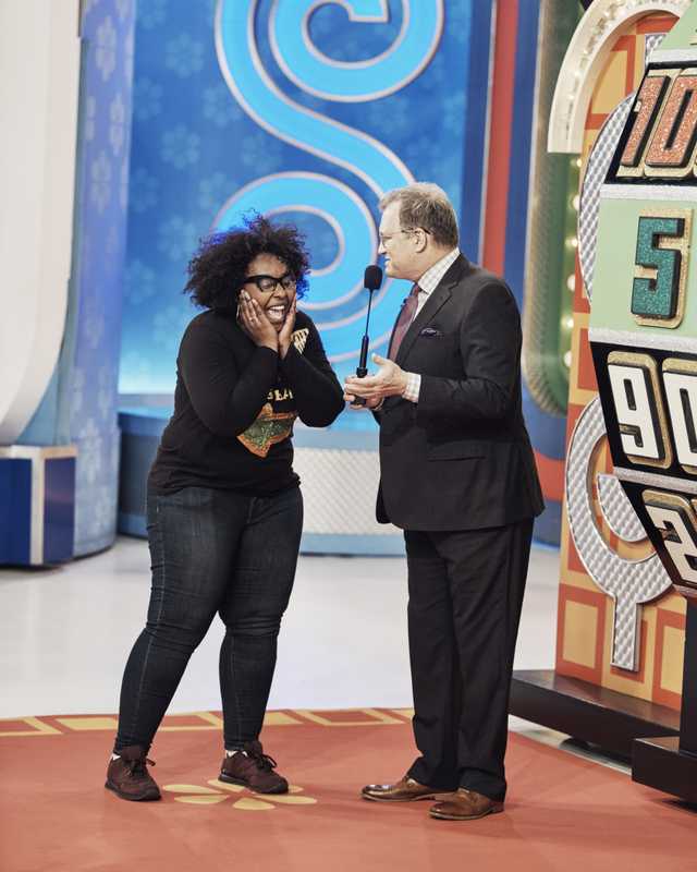 ‘The Price is Right’ host Drew Carey with a jubilant contestant