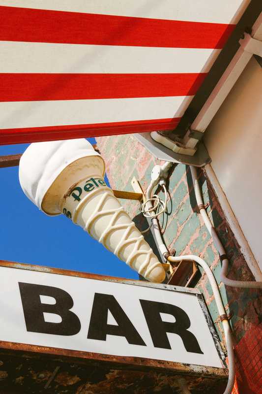 Cone-shaped lights are emblematic of milk bars