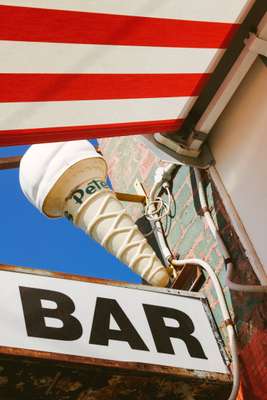 Cone-shaped lights are emblematic of milk bars