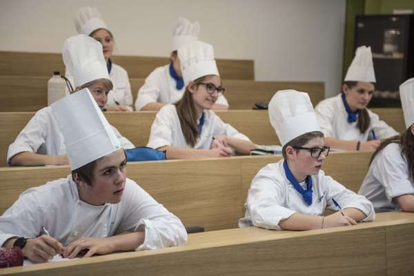Future chefs in the Brunico Hotel School classroom