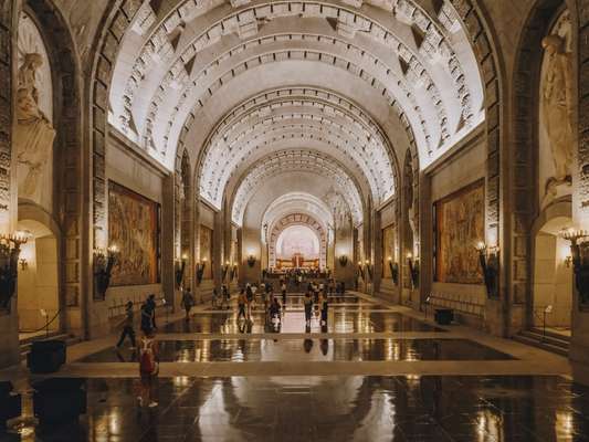 Visitors in  the basilica