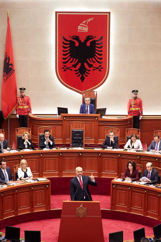 Rama takes the floor of Albania’s parliament as prime minister 