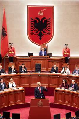 Rama takes the floor of Albania’s parliament as prime minister 
