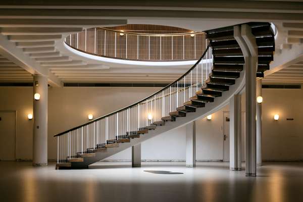 Central spiral staircase 