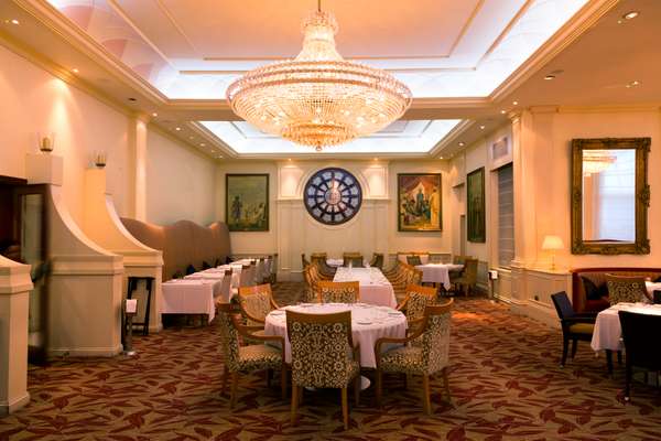 Grand dining room prepared for dinner