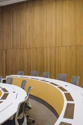 Wood-panelled classroom